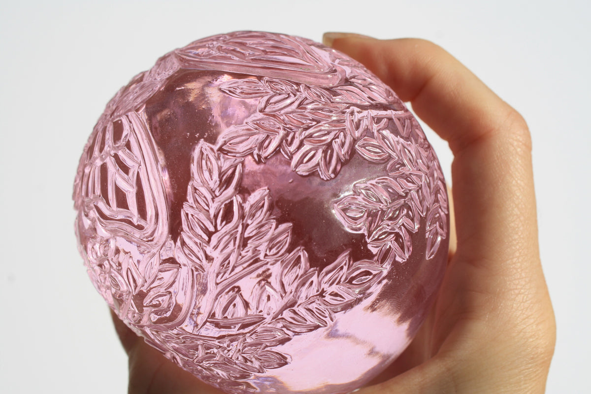 Medium Pink Obsidian Fairy Designed Skull by Vikas Meena