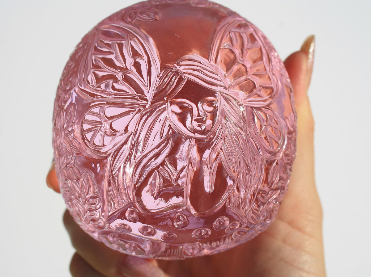Medium Pink Obsidian Fairy Designed Skull by Vikas Meena