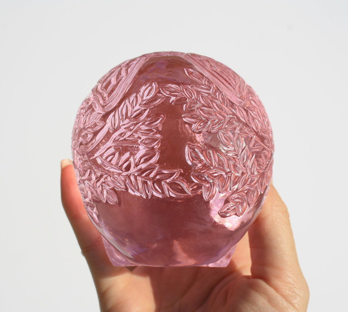 Medium Pink Obsidian Fairy Designed Skull by Vikas Meena