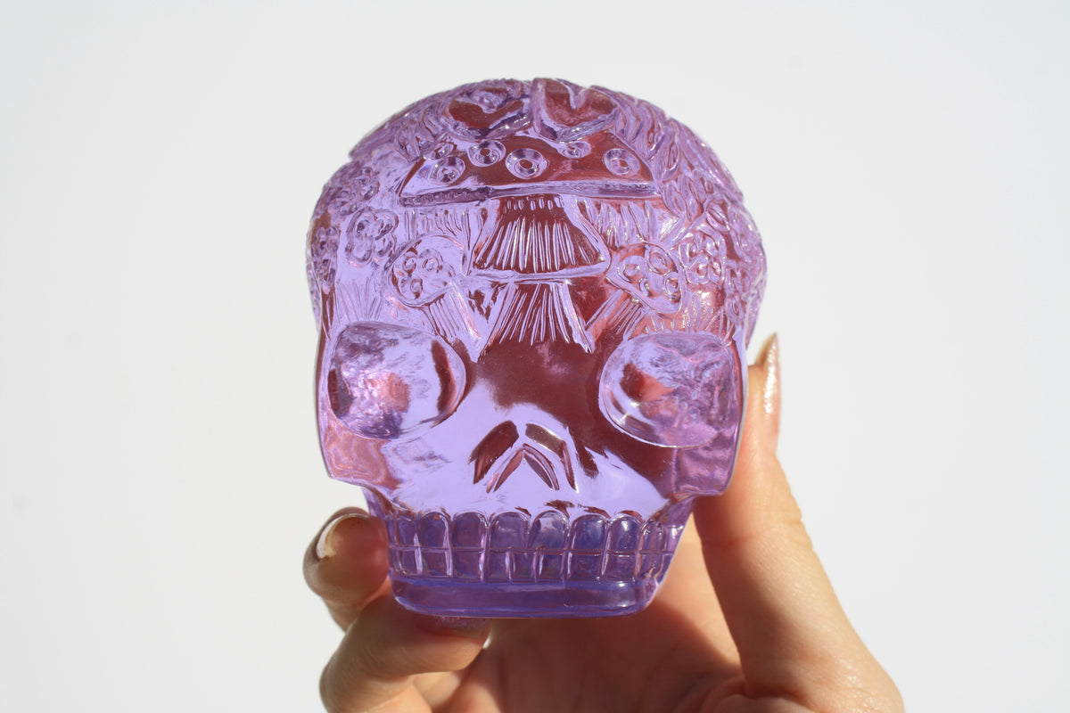 Beautiful Medium Purple Obsidian Fairy Designed Skull by Vikas Meena
