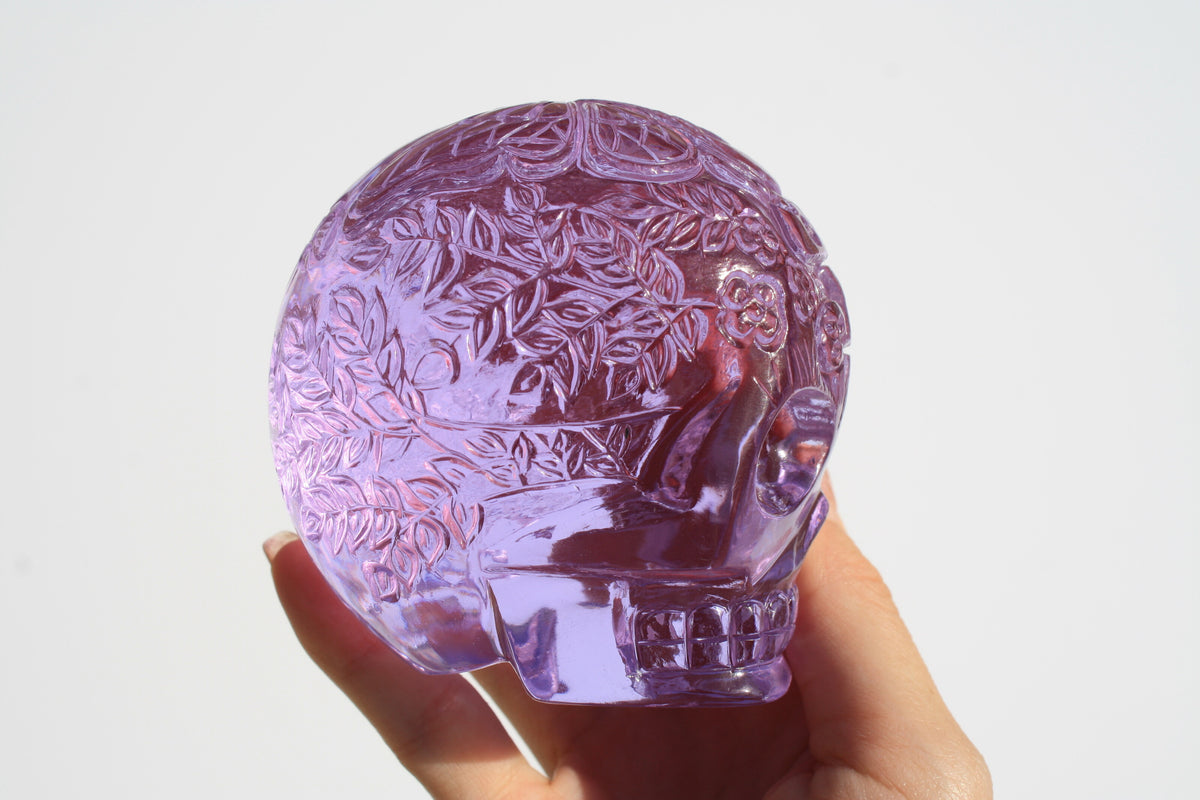 Beautiful Medium Purple Obsidian Fairy Designed Skull by Vikas Meena