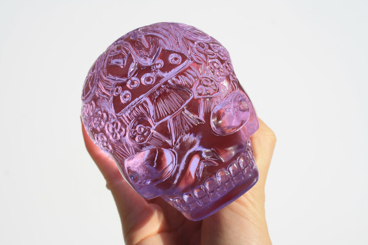 Beautiful Medium Purple Obsidian Fairy Designed Skull by Vikas Meena