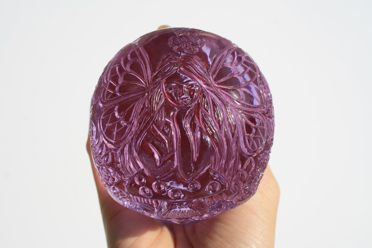 Beautiful Medium Purple Obsidian Fairy Designed Skull by Vikas Meena