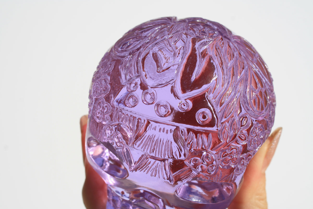 Beautiful Medium Purple Obsidian Fairy Designed Skull by Vikas Meena