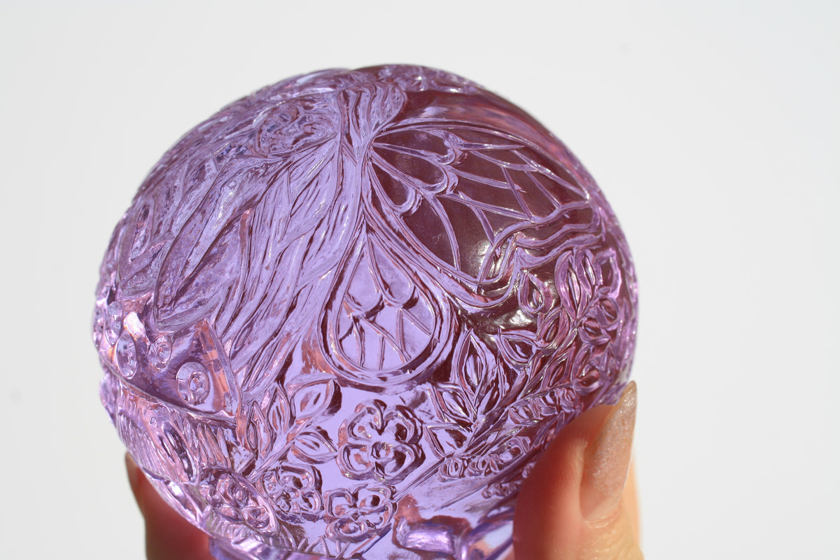 Beautiful Medium Purple Obsidian Fairy Designed Skull by Vikas Meena
