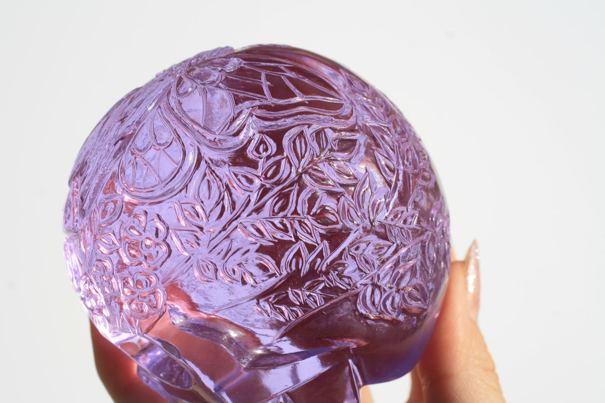 Beautiful Medium Purple Obsidian Fairy Designed Skull by Vikas Meena