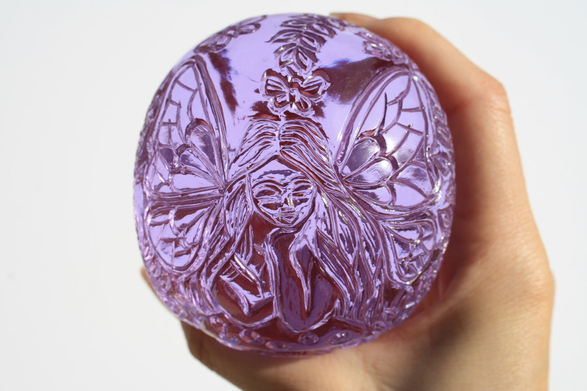 Beautiful Medium Purple Obsidian Fairy Designed Skull by Vikas Meena