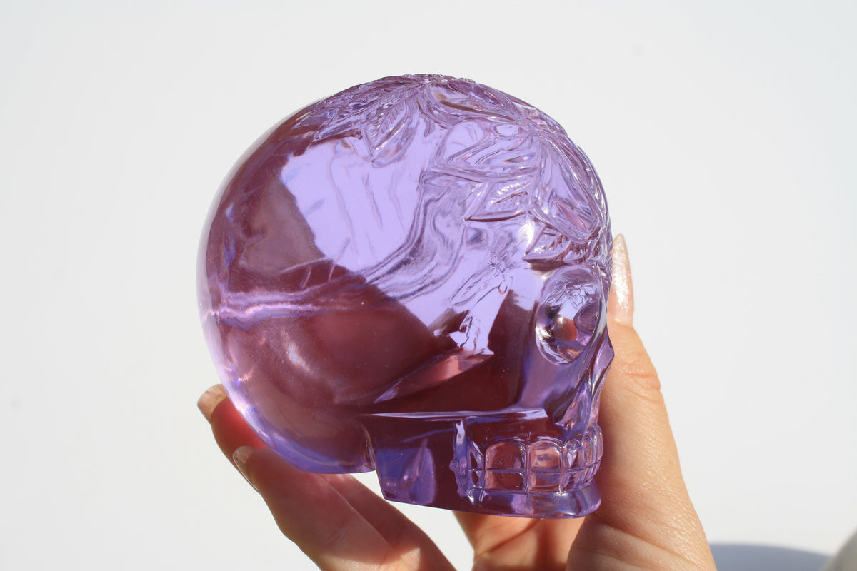 Beautiful Medium Purple Obsidian Fairy Designed Skull by Vikas Meena