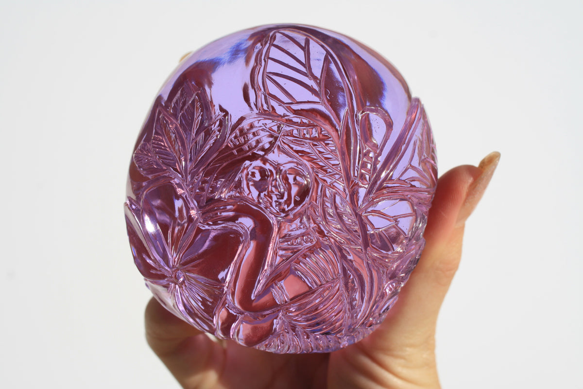 Beautiful Medium Purple Obsidian Fairy Designed Skull by Vikas Meena