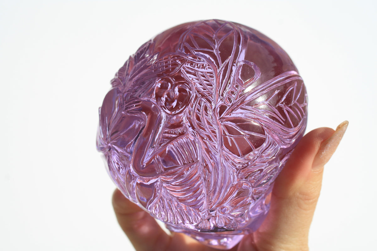 Beautiful Medium Purple Obsidian Fairy Designed Skull by Vikas Meena