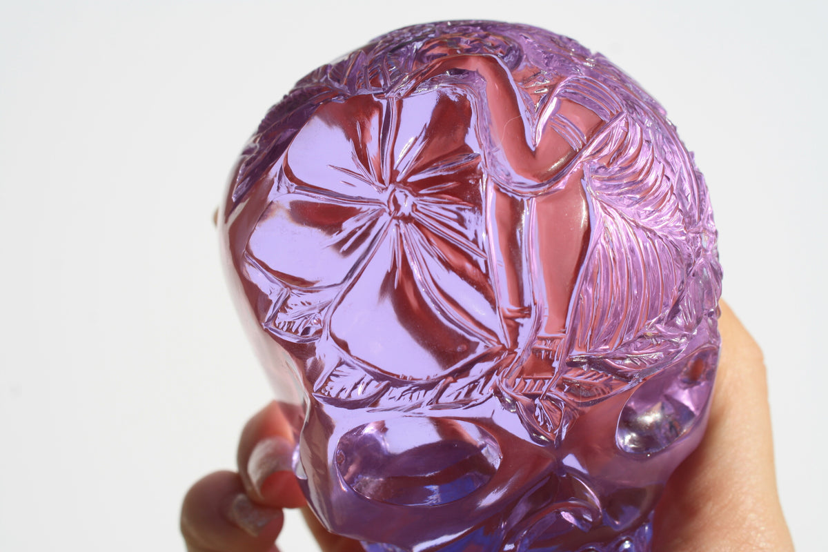 Beautiful Medium Purple Obsidian Fairy Designed Skull by Vikas Meena