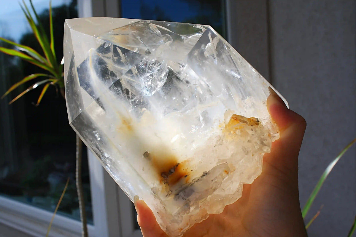 RARE Large Blue and Yellow Amphibole Tower with Self-healed Bottom