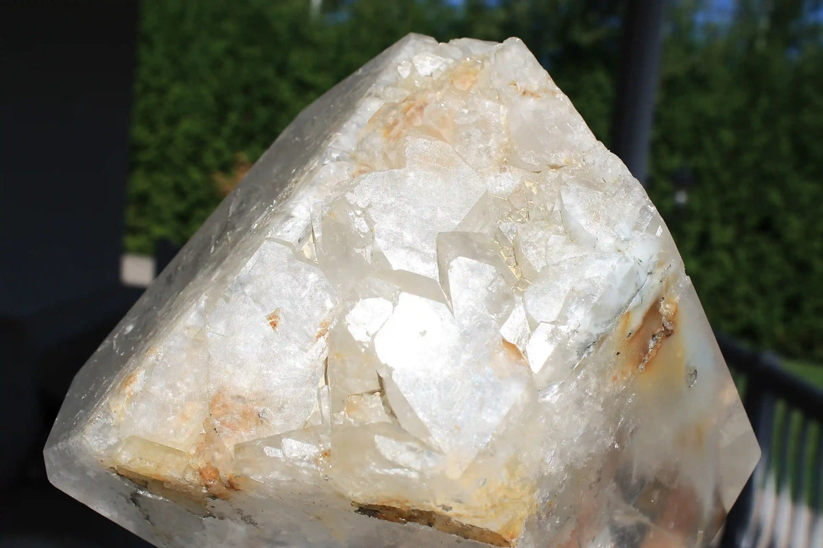 Natural quartz with amphibole inclusions, Blue Amphibole Quartz, Angel wing quartz self healed crystal