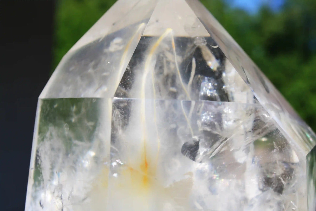 RARE Large Blue and Yellow Amphibole Tower with Self-healed Bottom