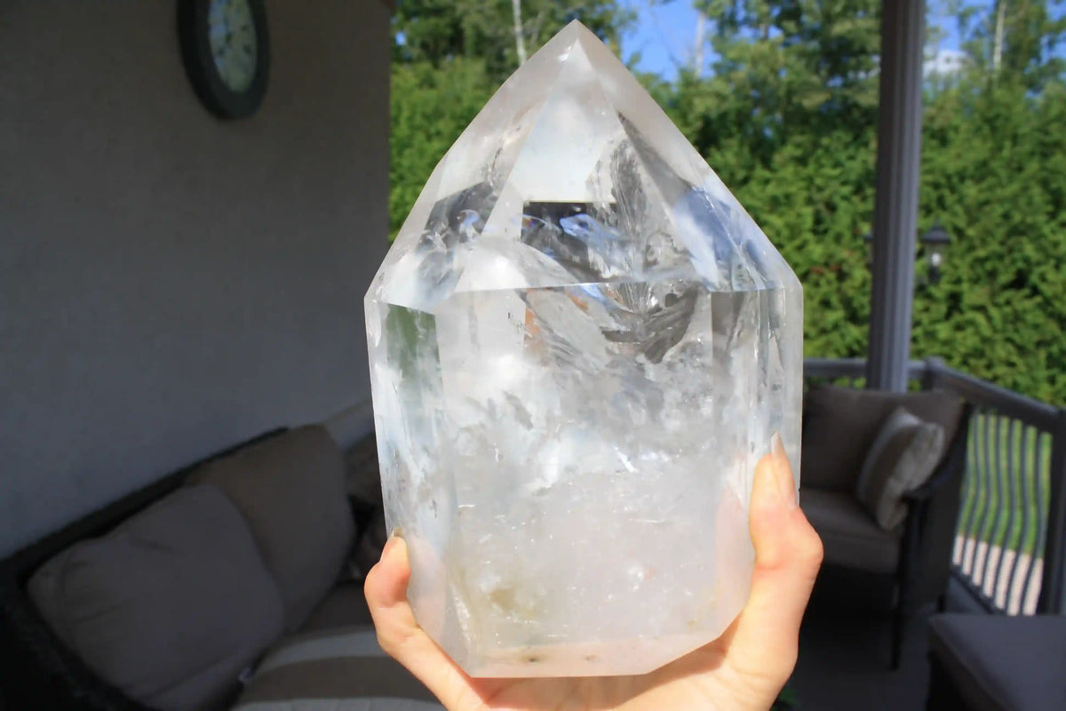 Natural quartz with amphibole inclusions, Blue Amphibole Quartz, Angel wing quartz