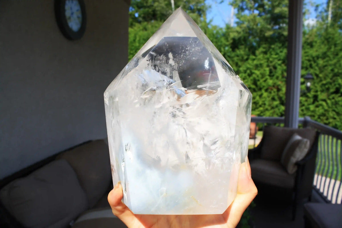 Natural quartz with amphibole inclusions, Blue Amphibole Quartz, Angel wing quartz