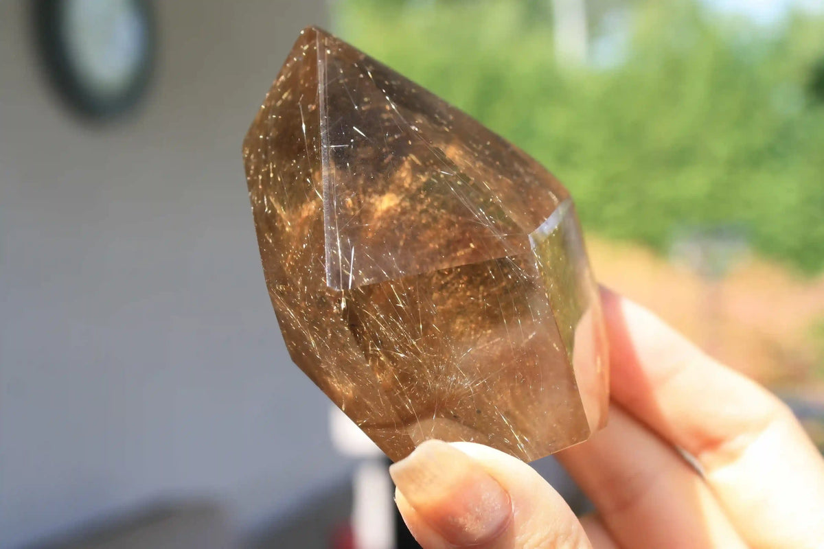 golden rutile in quartz, quartz crystal , quartz freeform, rutile quartz crystal, canadian crystal shop