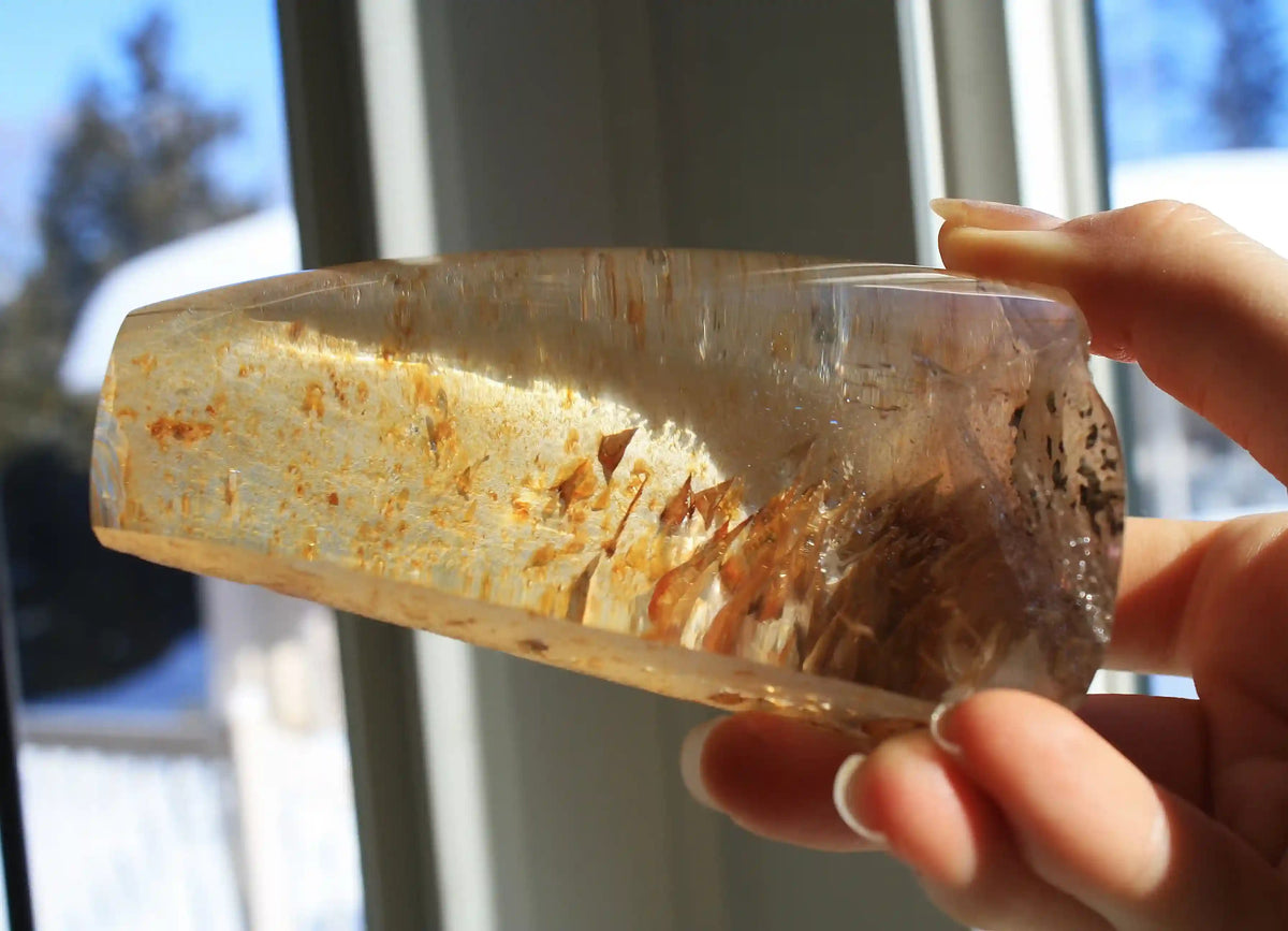 Garden quartz, unique inclusion quartz, penetrator quartz, inner child quartz, crystal shop, Canadian crystal shop, inclusion crystal