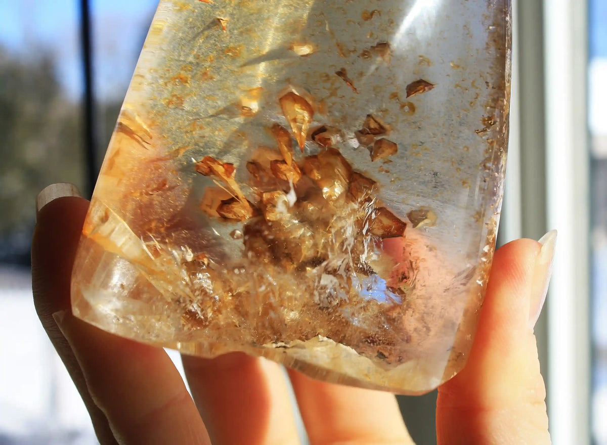 Garden quartz, unique inclusion quartz, penetrator quartz, inner child quartz, crystal shop, Canadian crystal shop, inclusion crystal