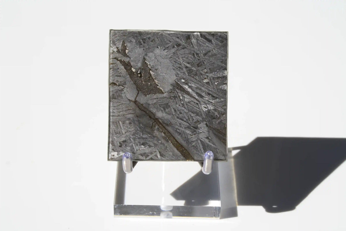 Aletai Meteorite, aletai meteorite, crystal shop, meteorite on stand, crystals from space, moldavite, Widmanstätten Pattern, iron meteorite 