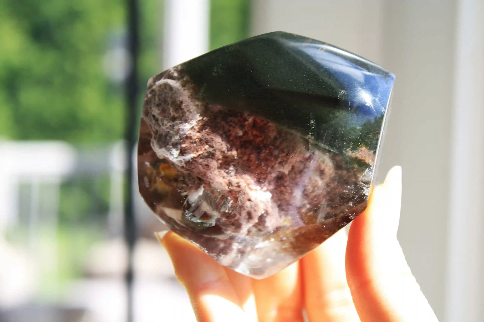 Garden quartz crystal with scenic inclusions, rare lodolite quartz for energy and meditation Chlorite