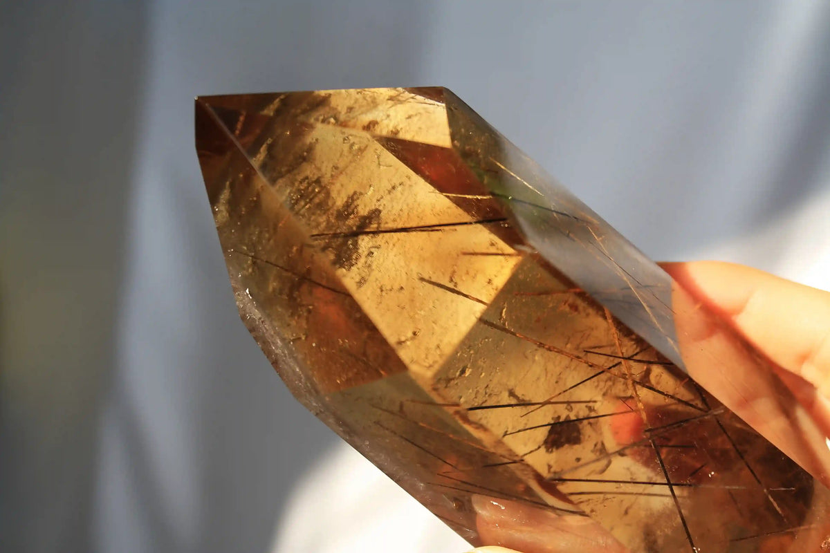 Citrine with golden rutile inclusions, natural citrine, rutile quartz, rutile crystal