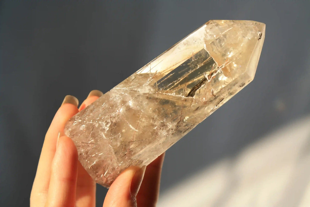 Citrine tower, real citrine, citrine with rutile, rutile citrine tower, citrine from brazil, Canadian crystal shop