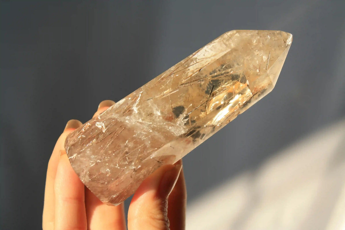 Citrine with Pink and White Rutile from Brazil
