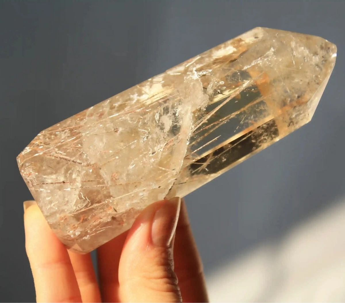 Citrine tower, real citrine, citrine with rutile, rutile citrine tower, citrine from brazil, Canadian crystal shop