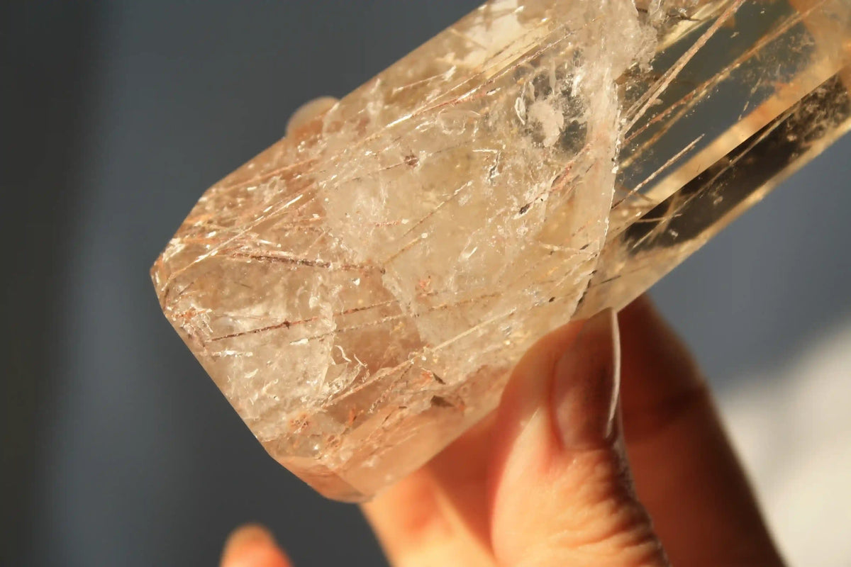 Citrine with Pink and White Rutile from Brazil
