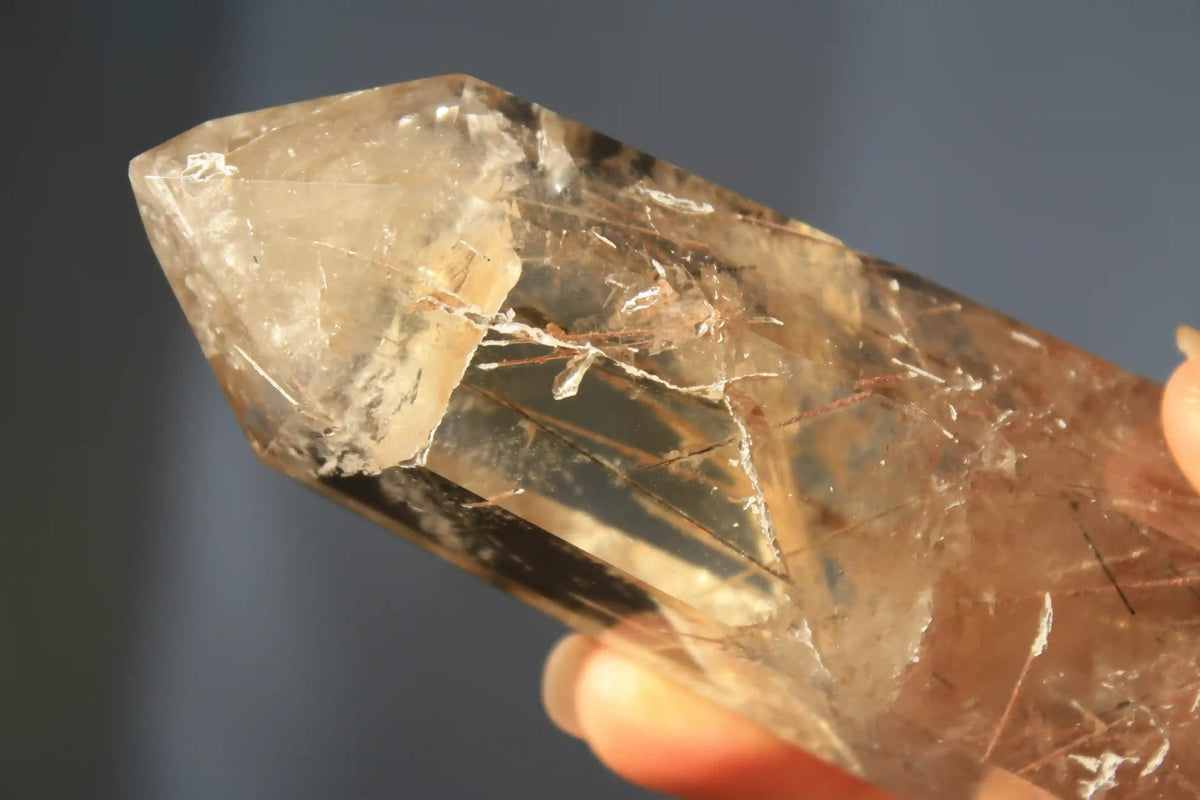 Citrine tower, real citrine, citrine with rutile, rutile citrine tower, citrine from brazil, Canadian crystal shop