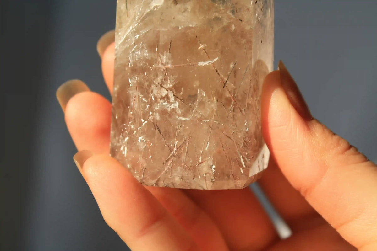 Citrine with Pink and White Rutile from Brazil