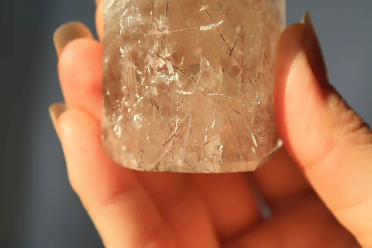 Citrine with Pink and White Rutile from Brazil
