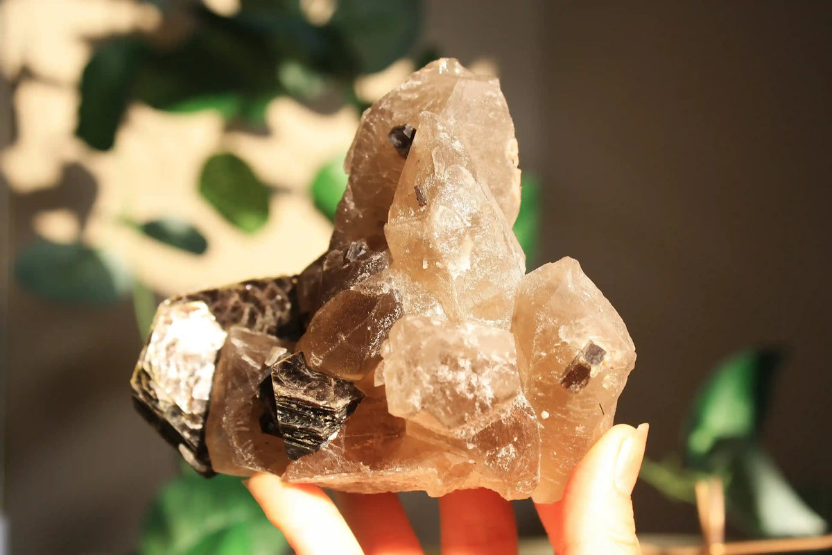 Citrine tower, real citrine, citrine with rutile, rutile citrine tower, citrine from brazil, Canadian crystal shop, citrine with lepidolite, citrine with mica