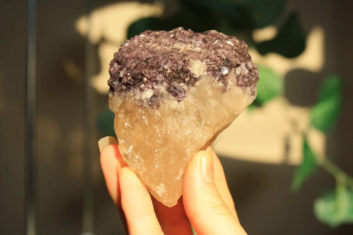 citrine, natural citrine, citrine on stand, lepidolite with citrine, citrine with mica, mica with citrine, natural citrine quartz, citrine tower