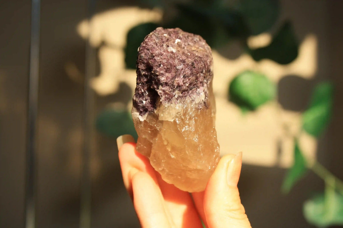 citrine, natural citrine, citrine on stand, lepidolite with citrine, citrine with mica, mica with citrine, natural citrine quartz, citrine tower