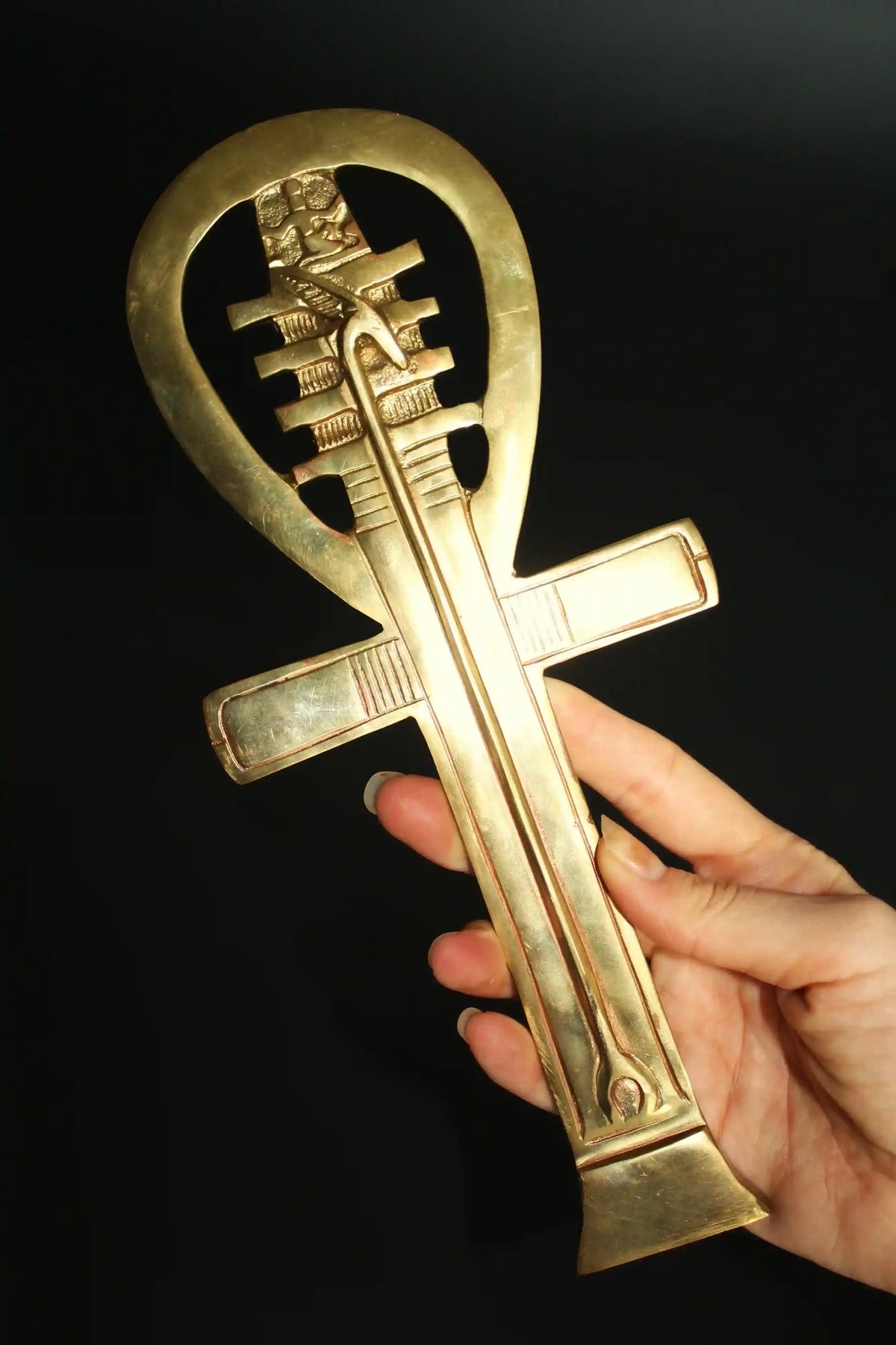Egyptian ankh brass statue symbolizing life, protection, and ancient wisdom, ankh symbol, key of life