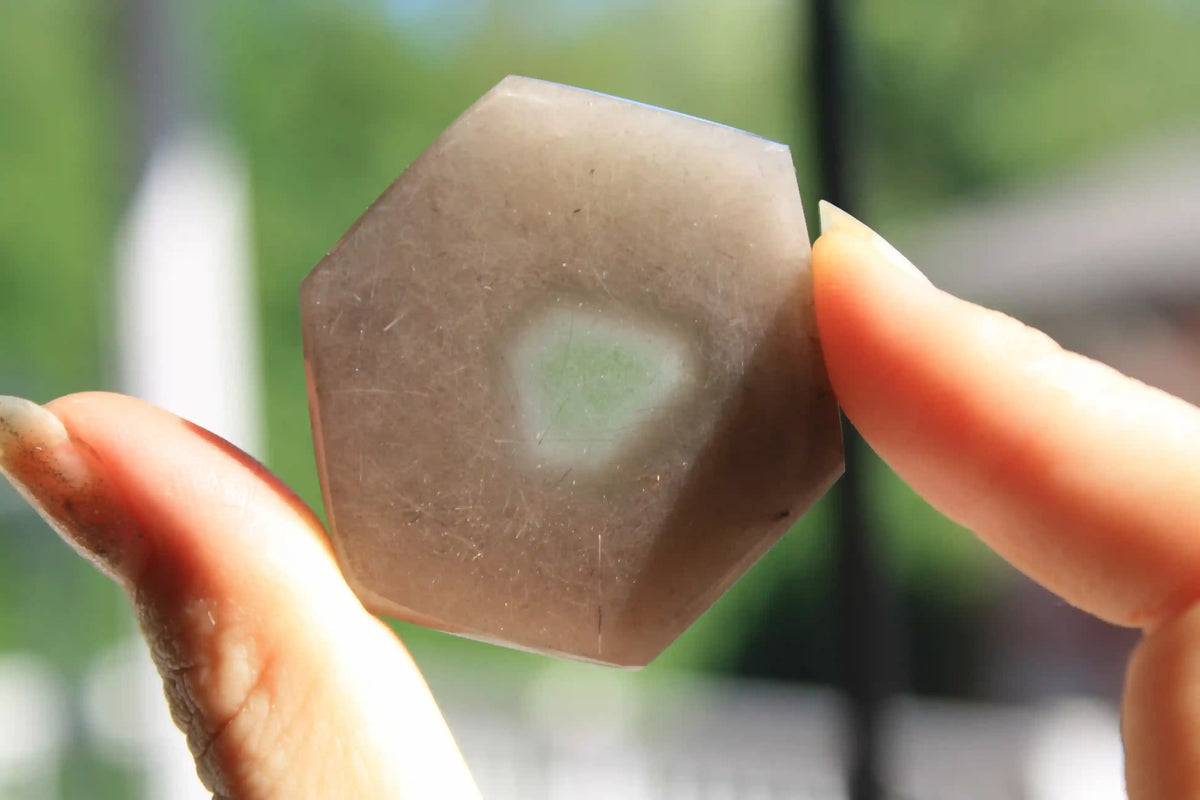 Amphibole quartz crystal , pink amphibole, red amphibole,  Canadian crystal shop, amphibole tower, unique inclusion crystal, window amphibole, amphibole freeform