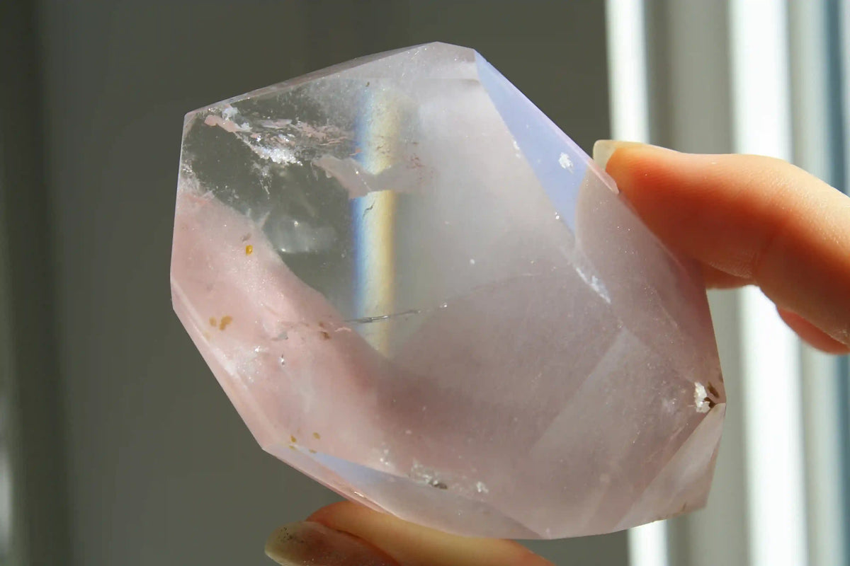 Pink Lithium Quartz with Amphibole