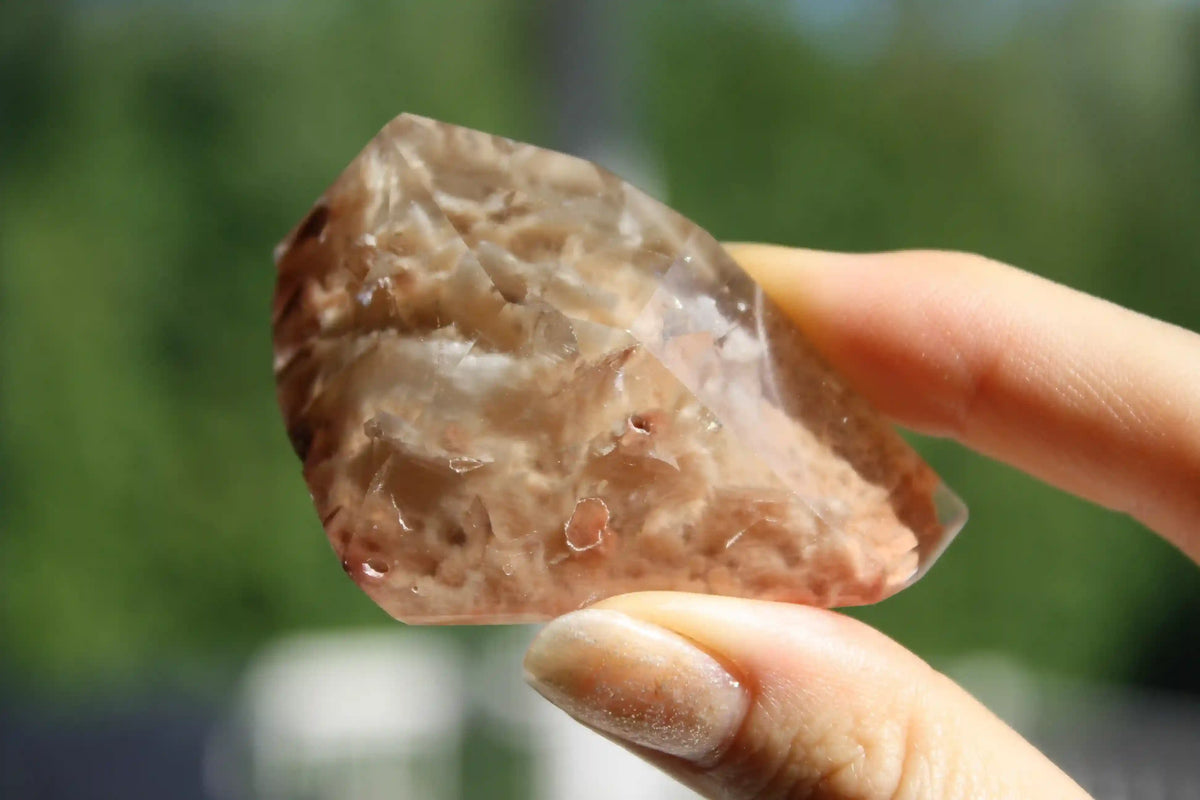 Rare Coral Amphibole Quartz Freeform