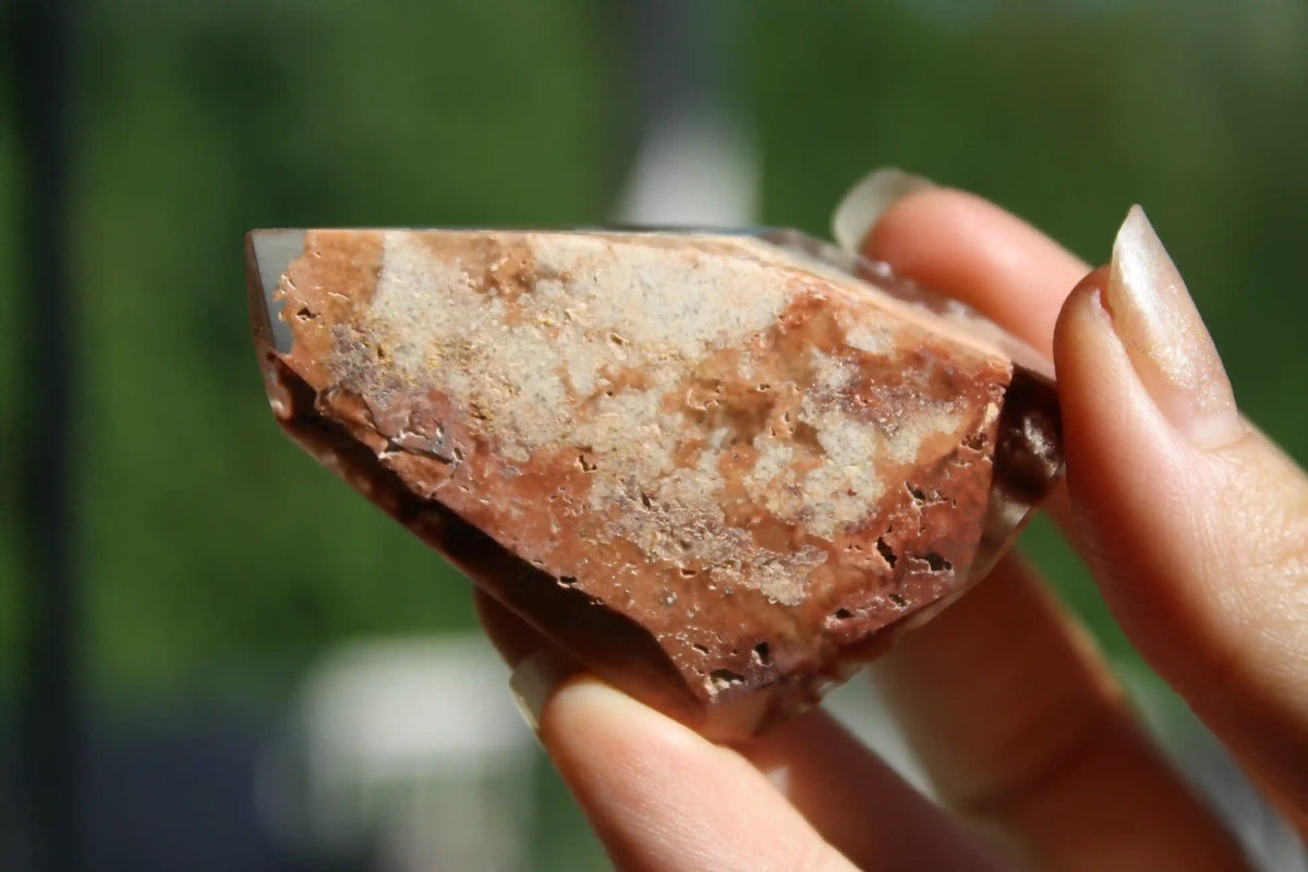 Rare Coral Amphibole Quartz Freeform