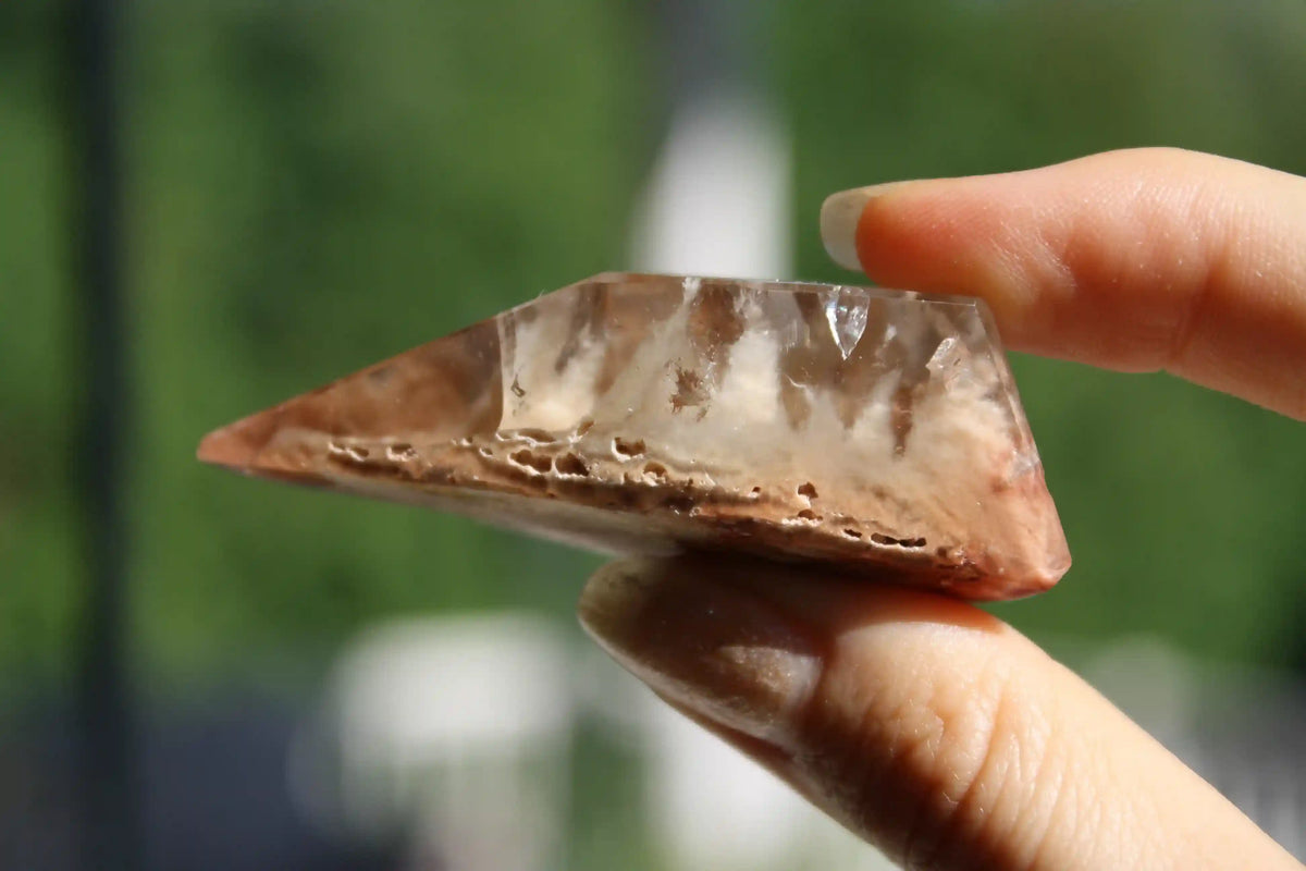 Rare Coral Amphibole Quartz Freeform
