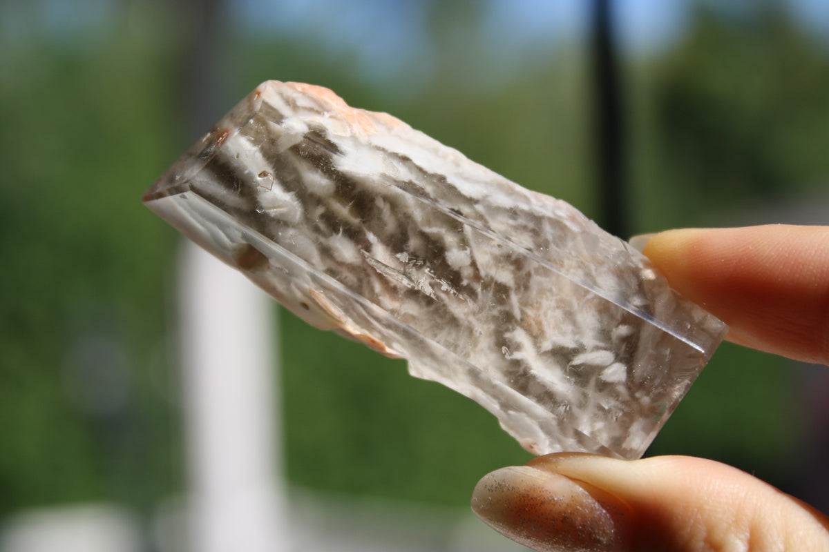 Rare Coral Amphibole Quartz Freeform