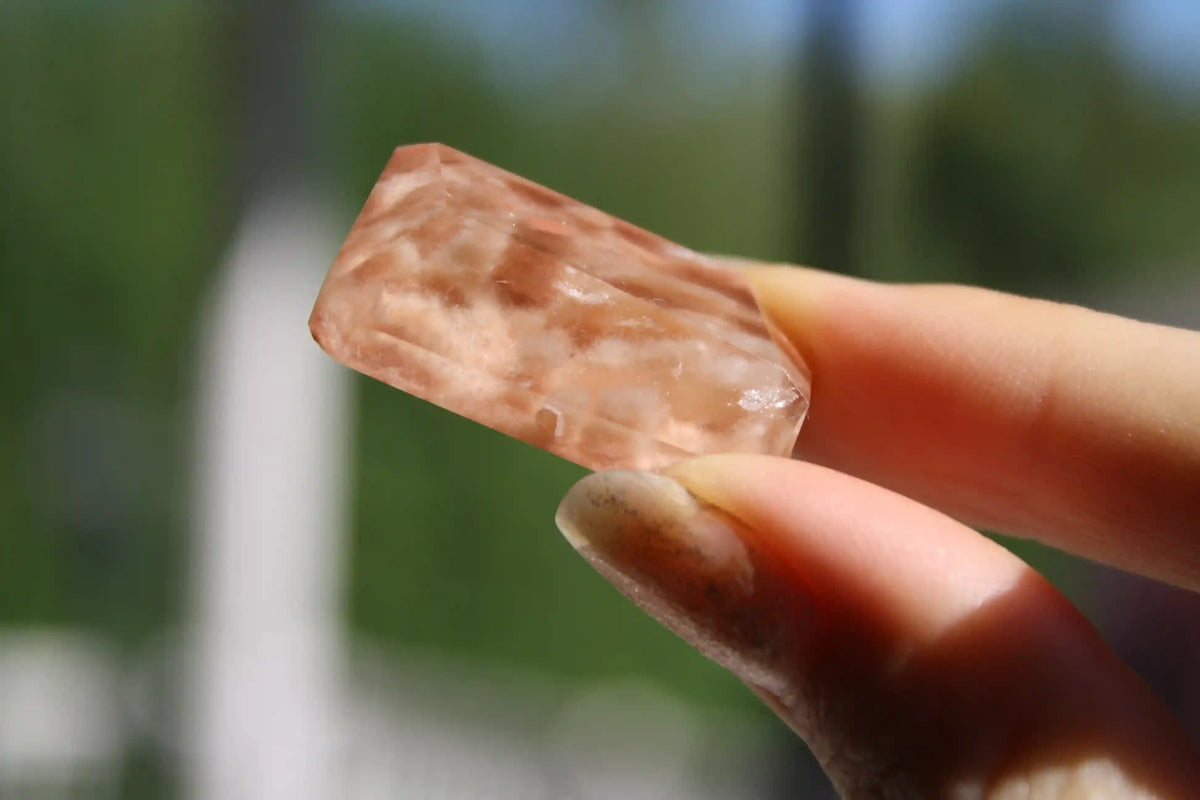 Amphibole quartz crystal , pink amphibole, red amphibole,  Canadian crystal shop, amphibole tower, unique inclusion crystal, coral amphibole