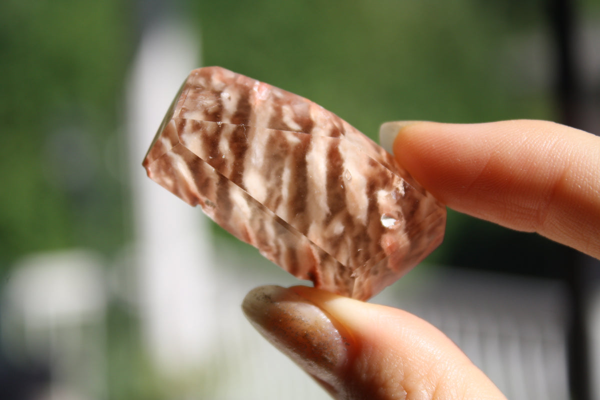 Rare Coral Amphibole Quartz Freeform