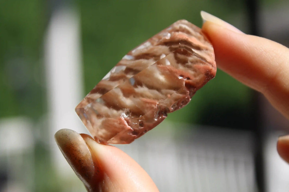Rare Coral Amphibole Quartz Freeform