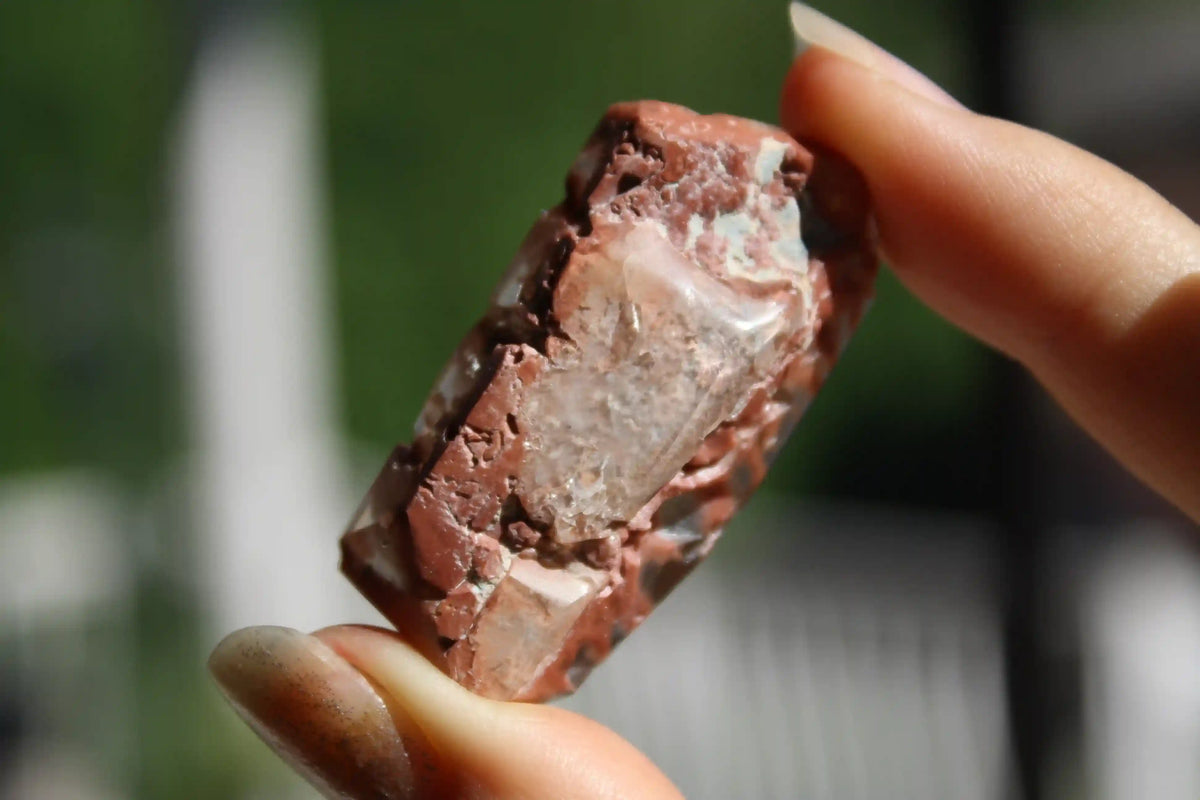 Rare Coral Amphibole Quartz Freeform