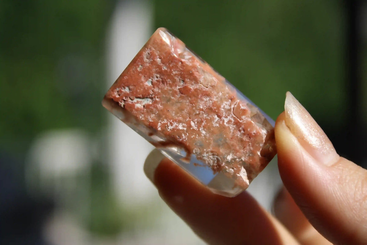 Rare Coral Amphibole Quartz Freeform