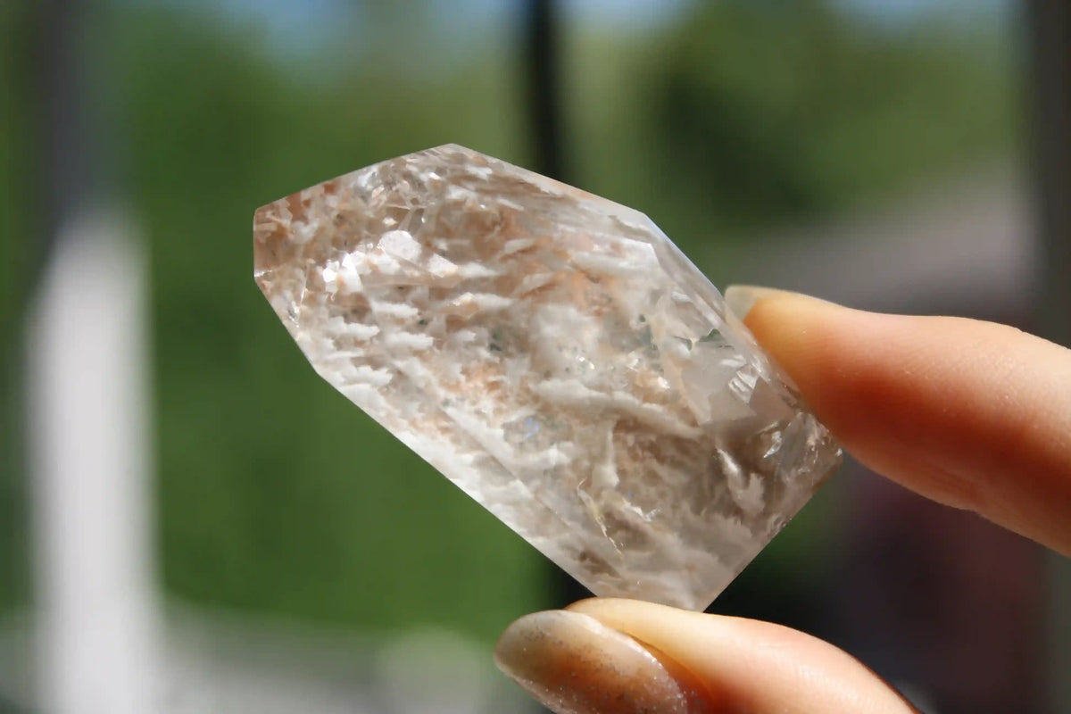 Rare Coral Amphibole Quartz Freeform