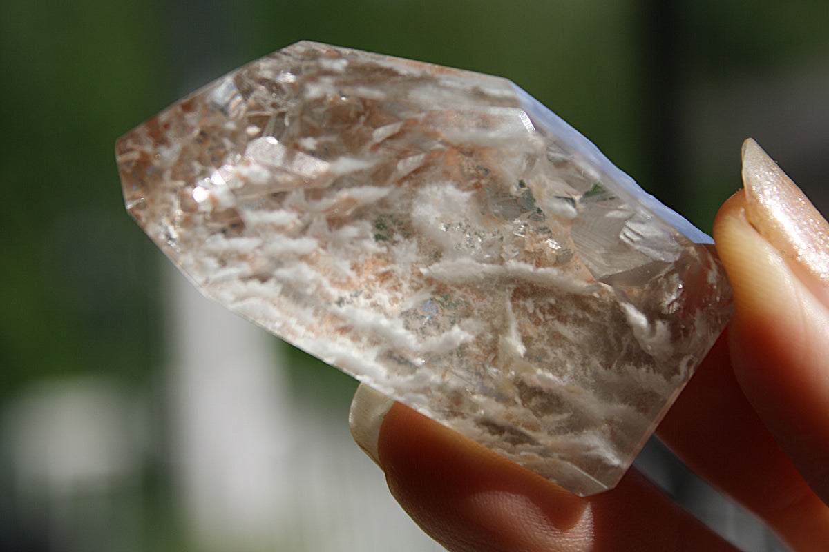 Rare Coral Amphibole Quartz Freeform